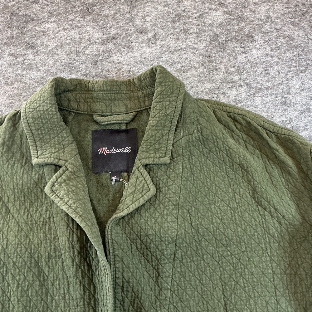 Madewell Thick Muslin Quilted Oversized Earthy Green 100% Cotton Blazer - Picture 3 of 4